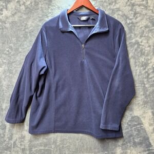 Lands End Womens 2X Blue Fleece 1/4 Zip Pullover‎ Sweatshirt Top